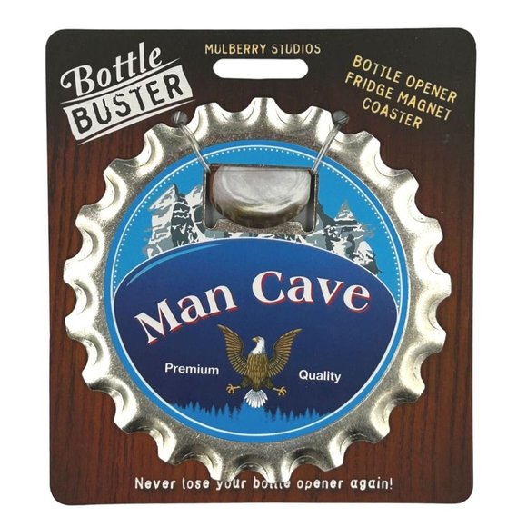 Man Cave Bottle Buster Bottle Opener Fridge Magnet Coaster Pre-Personalized - Picture 1 of 1